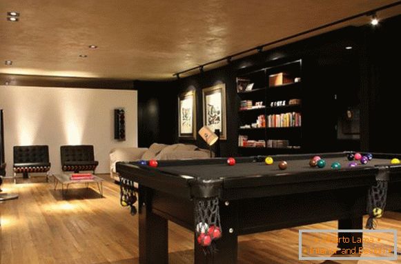 Billiard table in the living room