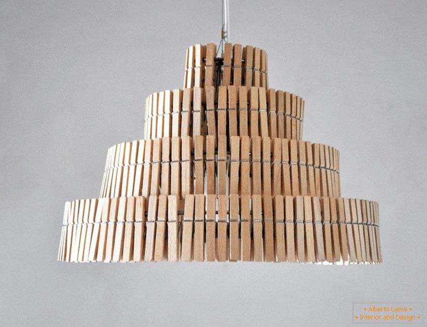 Chandelier from clothes pegs