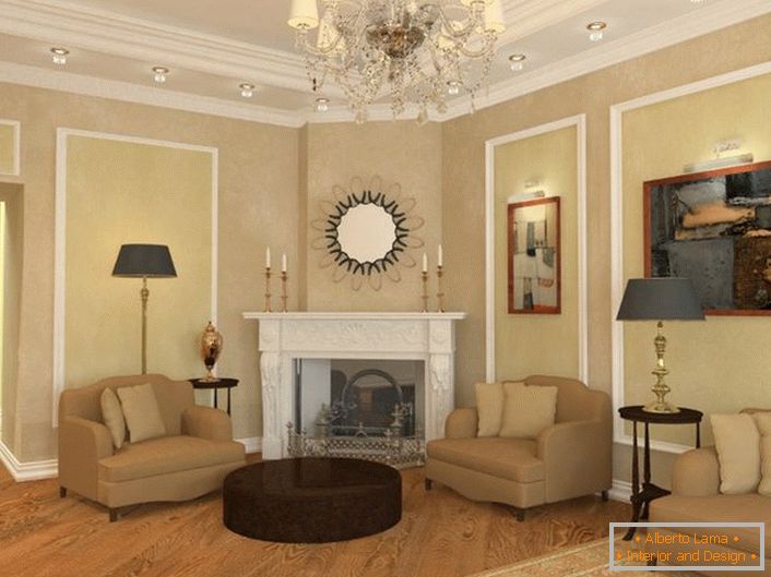 Guest room in neoclassic style in a large country house of a successful French businessman.