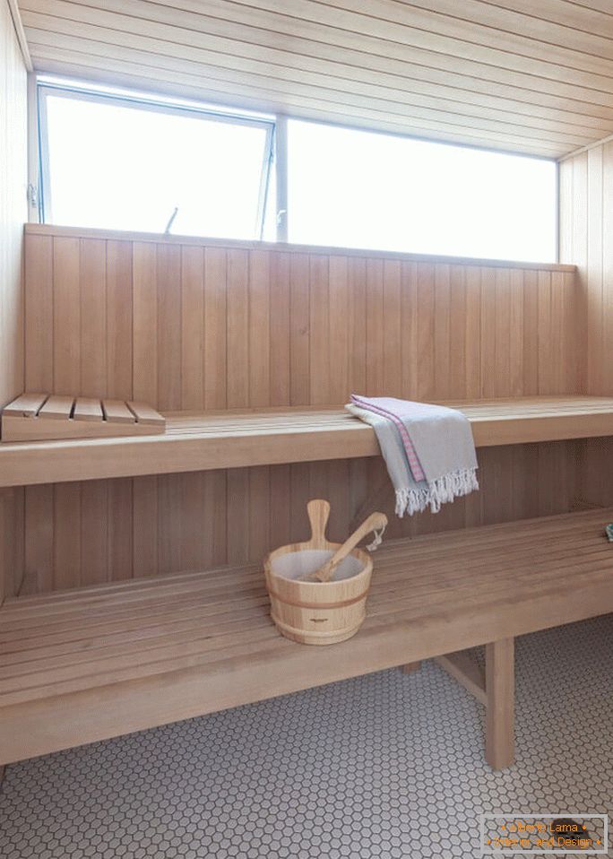 Interior of a small sauna