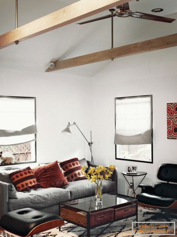 Cozy small living room with designer furniture
