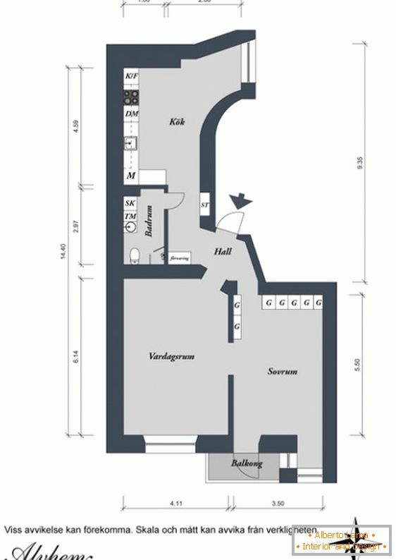 Plan of a small apartment