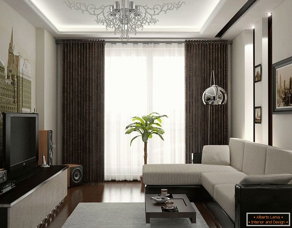 Living room with photo wallpaper