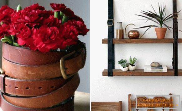 Leather belt as a decor in the house
