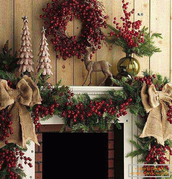 Christmas garland on a fireplace, photo 28