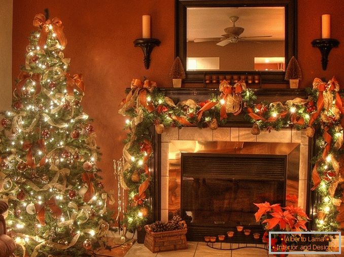 Garland on the fireplace New Year's own hands, фото 26