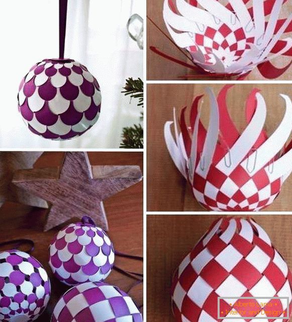 Original Christmas ball on the tree - with your own hands made of paper