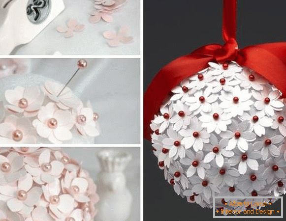 Decorative christmas ball of paper - photo craftwork