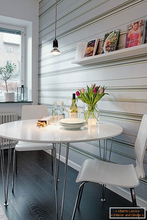 Dining room of a small apartment in Gothenburg