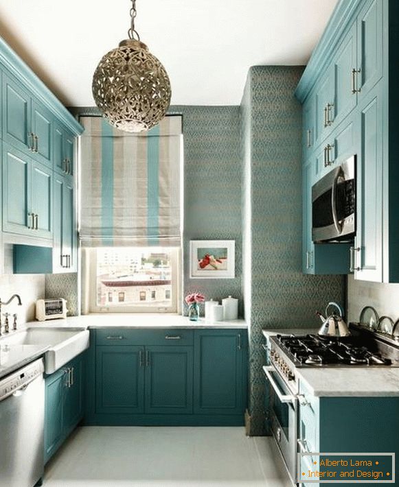 Kitchen design in blue