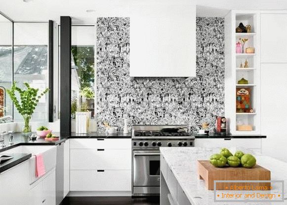Modern wallpaper in kitchen design