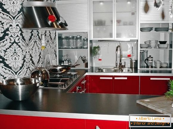 Sexy kitchen design with wallpaper 2015