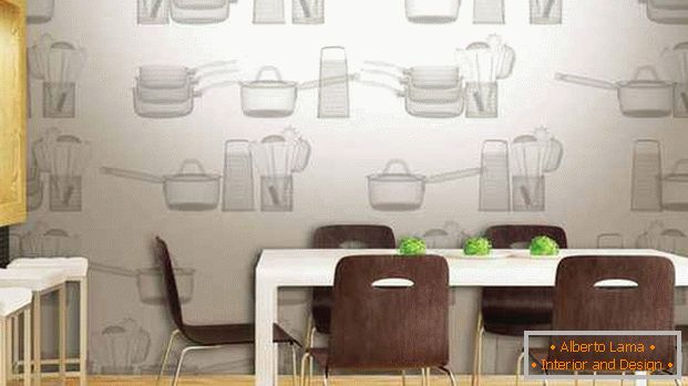 wallpaper in the kitchen with a picture