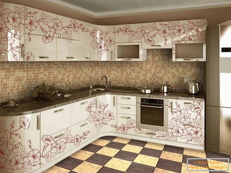 Self-adhesive wallpaper on the kitchen