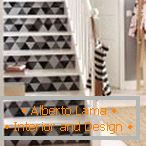 Decoration of stairs by wallpaper