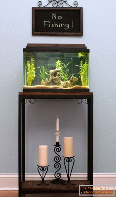 Small aquarium on the nightstand