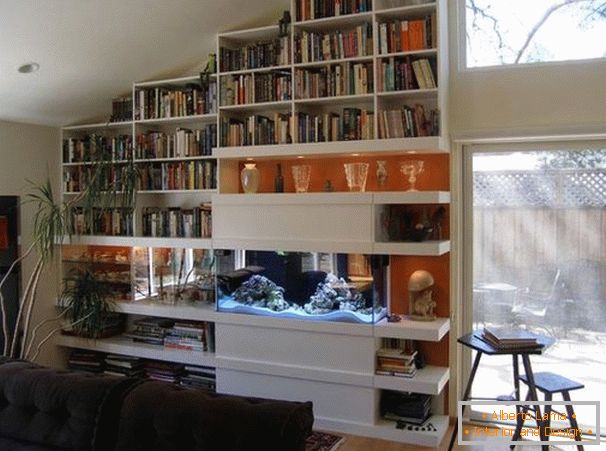 Aquarium in a bookcase