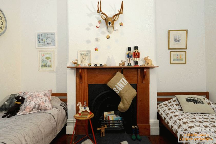 Children's decor with a fireplace
