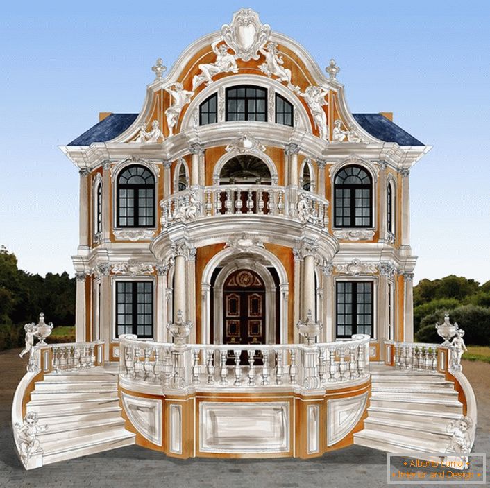 Luxury project of a house in the Baroque style.