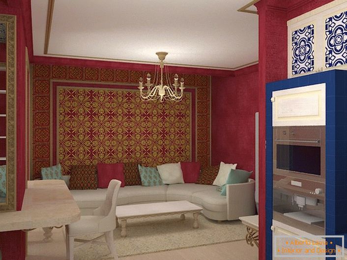 Cozy Moroccan style-recognizable ornament and colors.