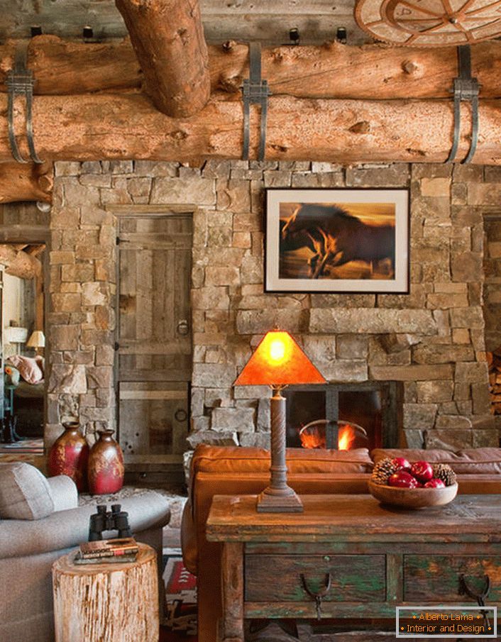 Guest room in a rustic style