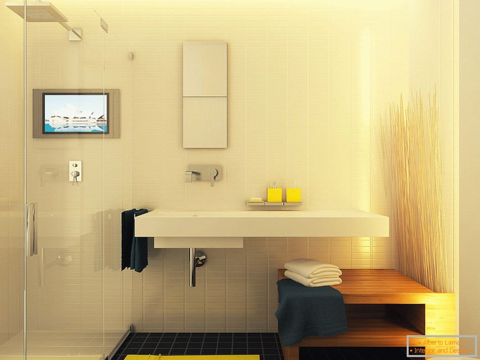 Bathroom of a small studio apartment