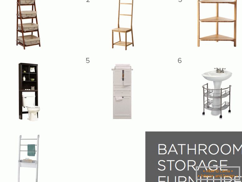 Shelvings for the design of the bathroom