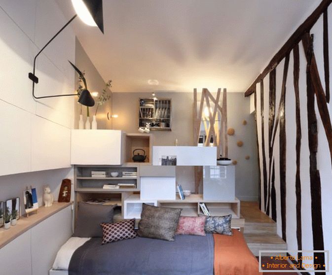 Interior of a stylish small studio apartment