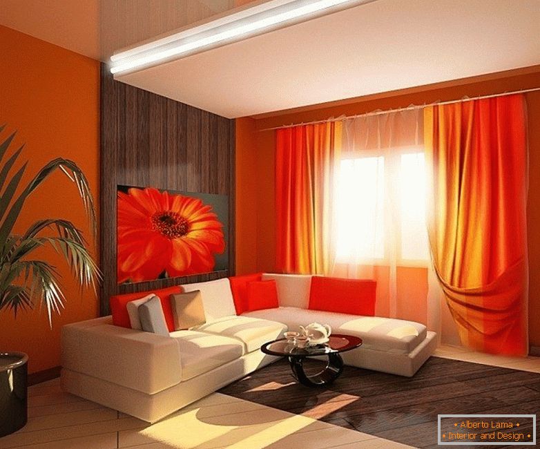 Bright orange color in the interior