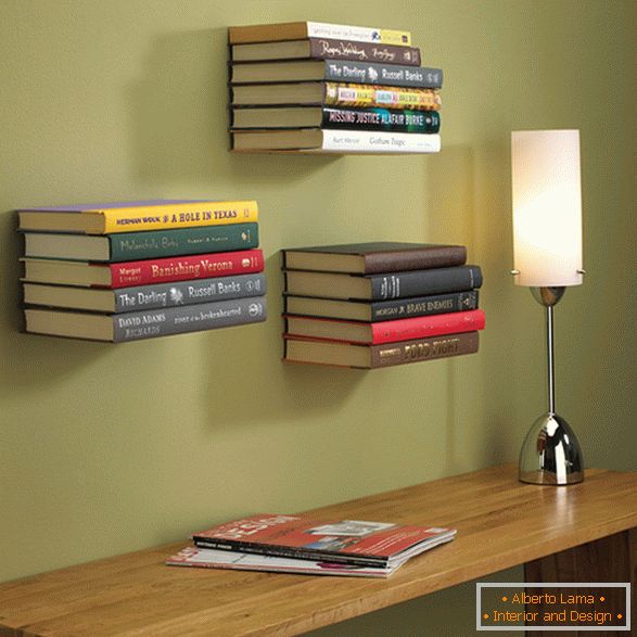 Books on wall holders