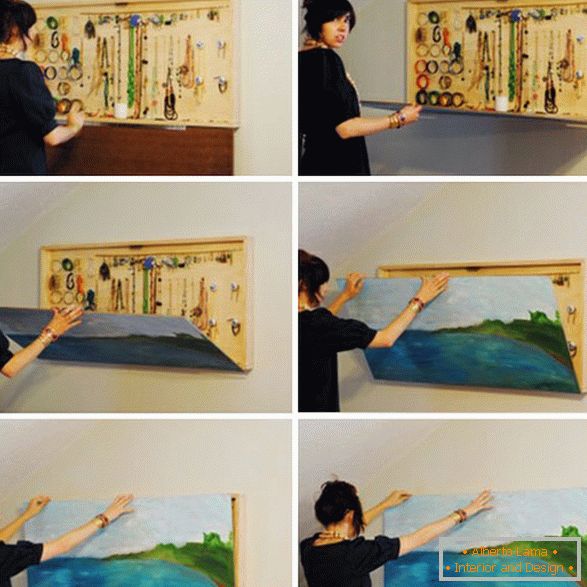 Organizer for decoration behind the painting