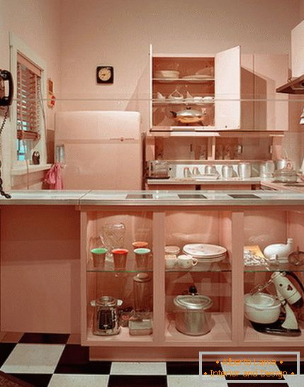 Interior of a small kitchen in bright colors