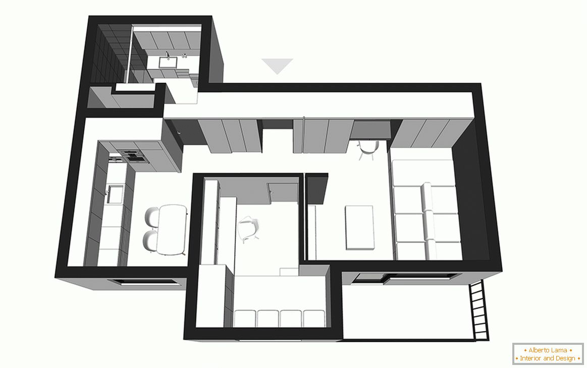 The layout of a small apartment