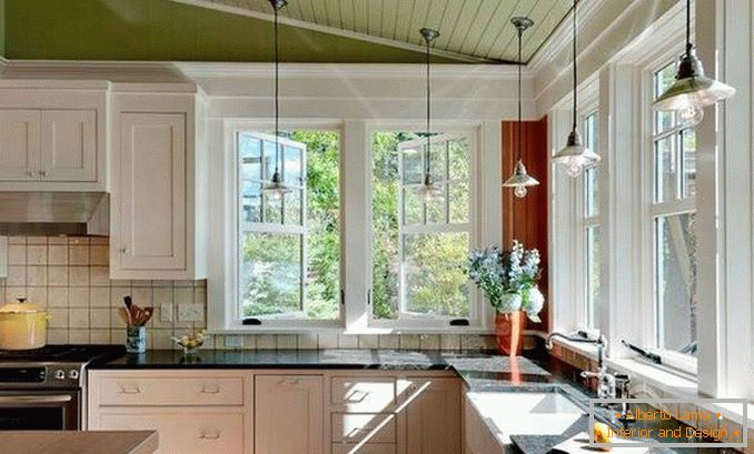 kitchen design with corner window photo