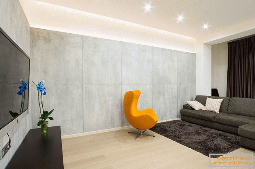 Interior of the living room in a spacious one-room apartment