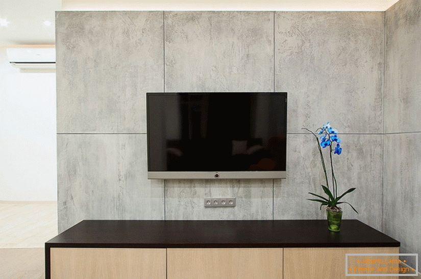 Interior of the living room in a spacious one-room apartment