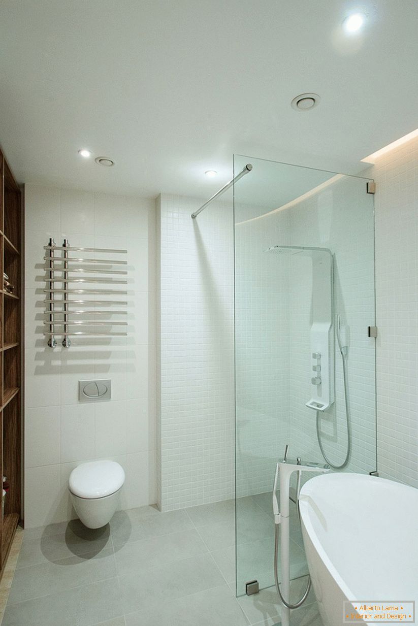 Bathroom interior in a spacious one-room apartment