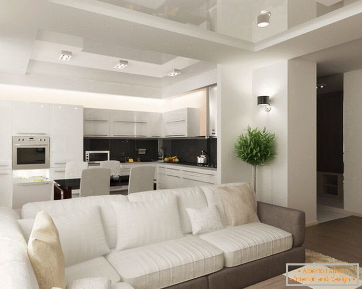 The combination of kitchen and living room is considered an effective solution in conditions of insufficient space. 