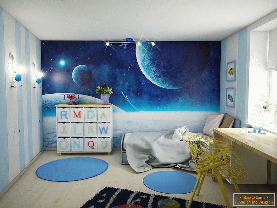 A room for a boy в космическом декоре