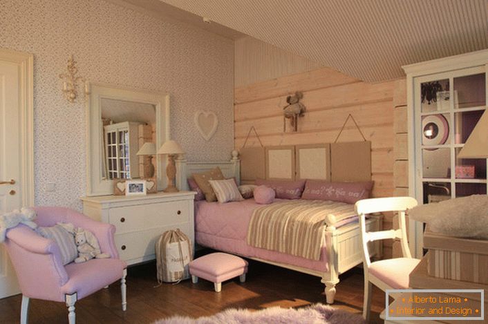 Rural-style children's room for a girl. 