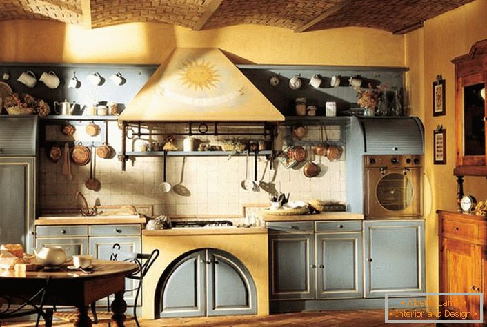 Kitchen in the rustic style is the dream of every mistress.