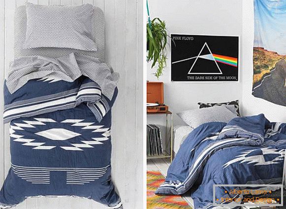 Bed linen in blue tones