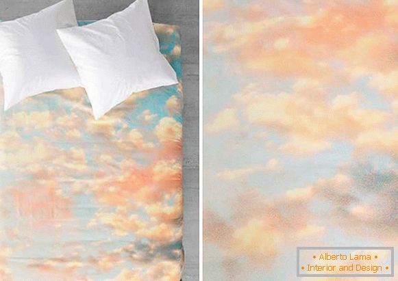 Bed linen with a print in the form of the sky