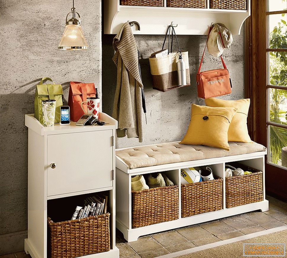 Baskets for storage in the hallway