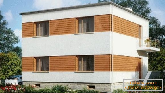 Wooden facades with panels for the facade
