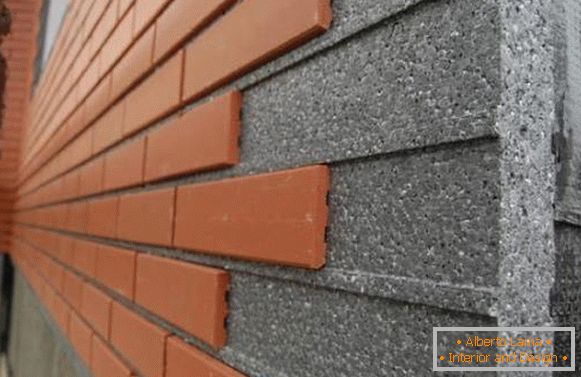 Clinker tiles and insulation for facade decoration