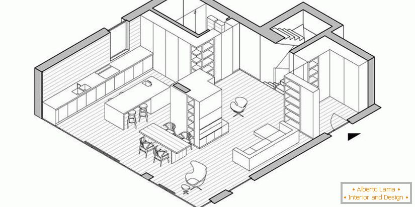 Layout and furnishing of the first level of the mansion MP