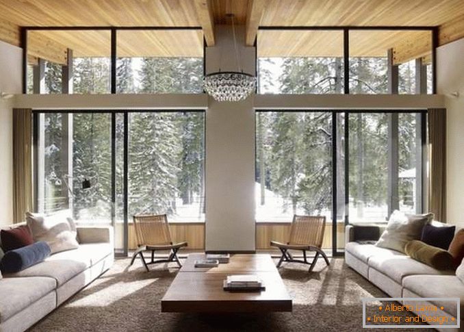 Panoramic windows - photo in the design of a private house