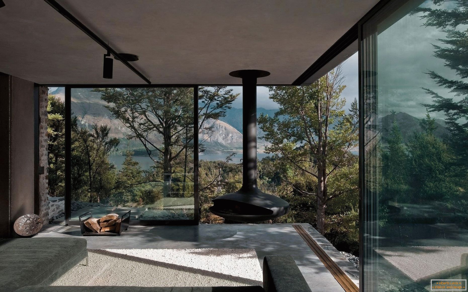 Room overlooking the forest and mountains