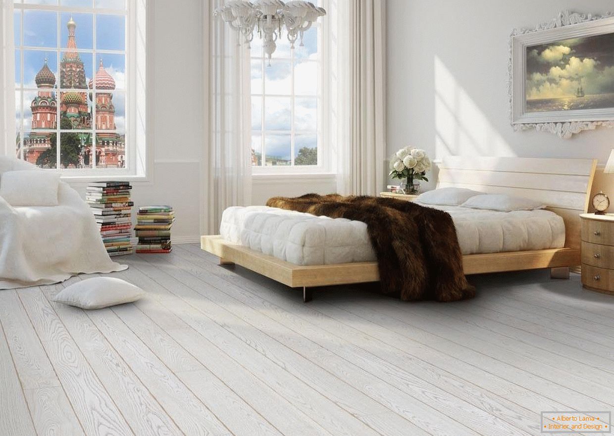 Parquet in the white bedroom